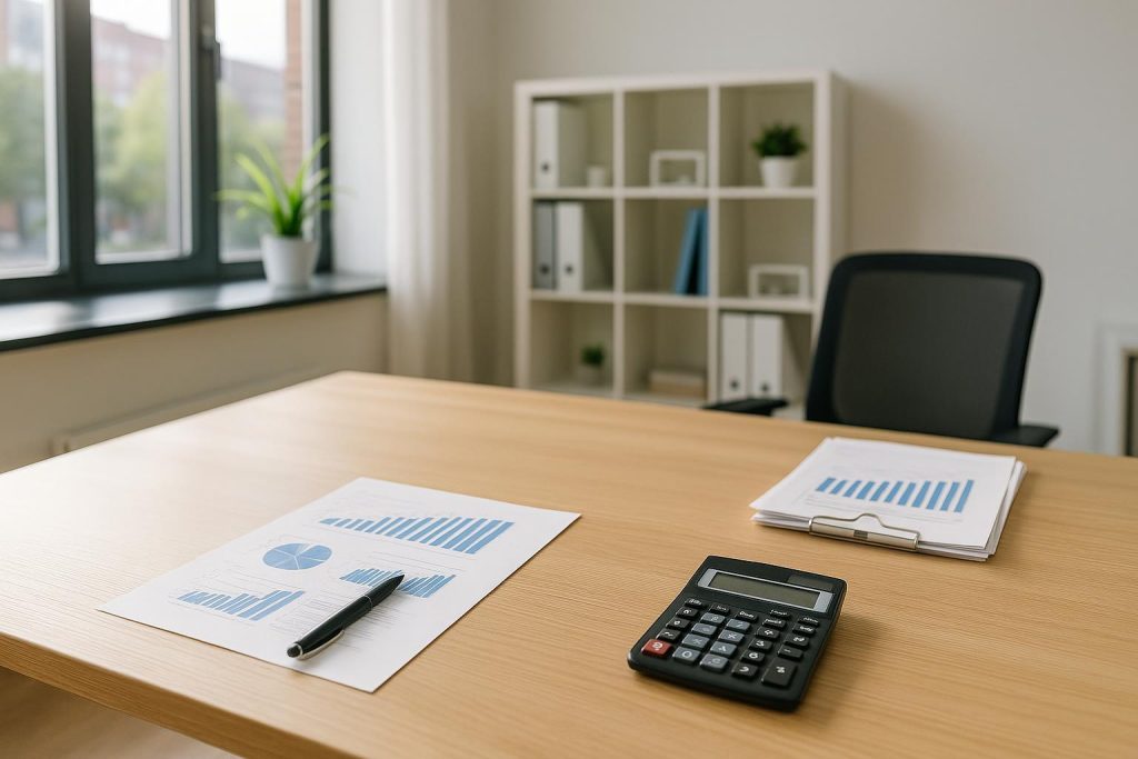 A desk with financial paperwork and a calculator illustrating cross-border tax planning.